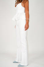 Embroidered Fleur Linen Pants
