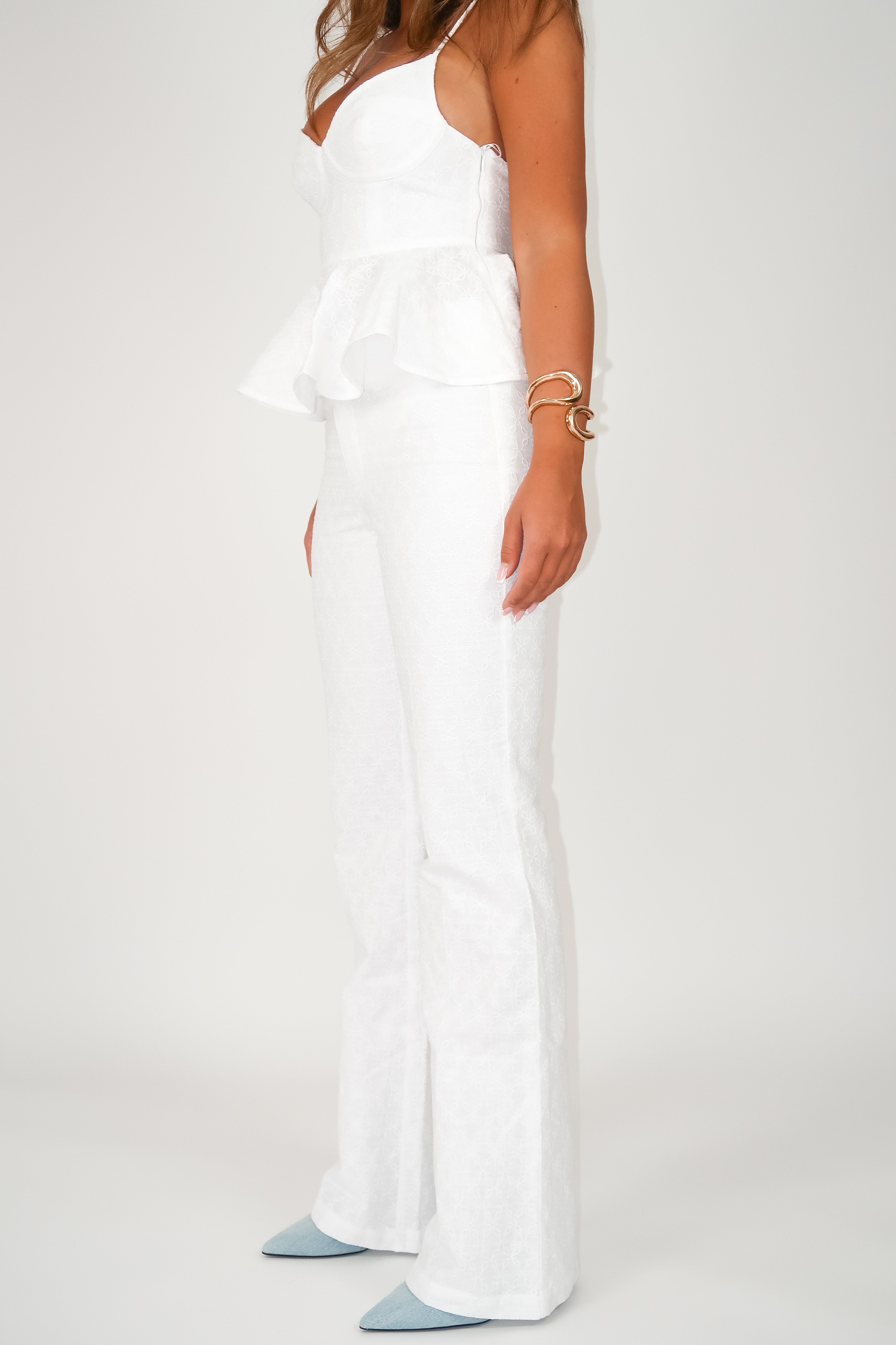 Embroidered Fleur Linen Pants