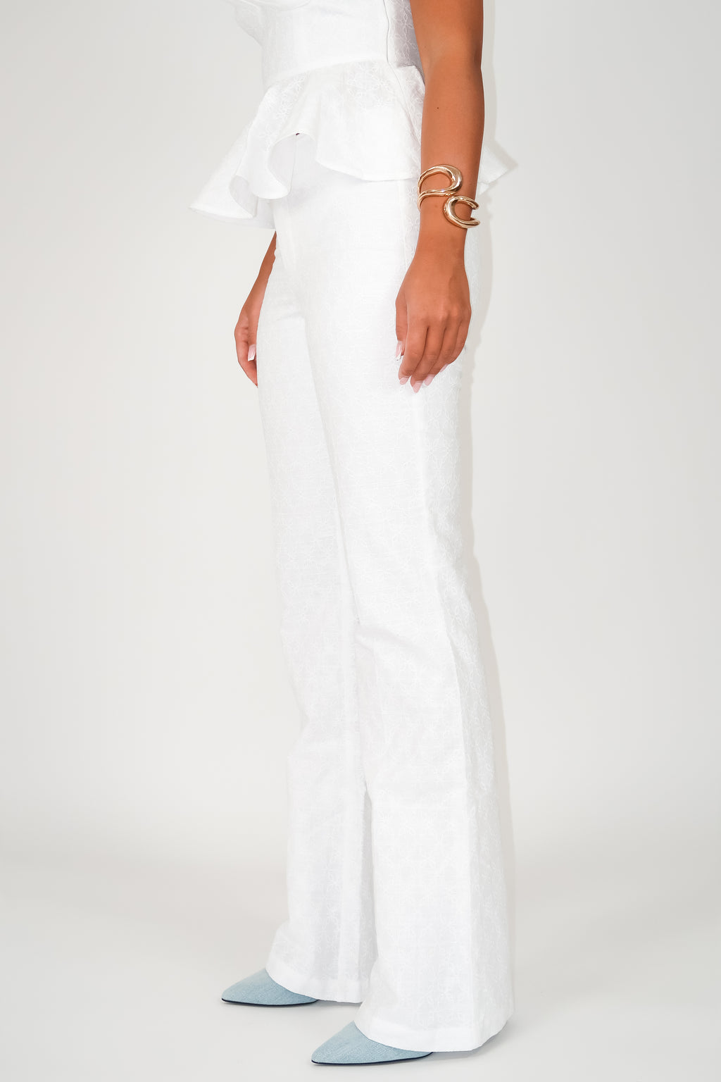Embroidered Fleur Linen Pants