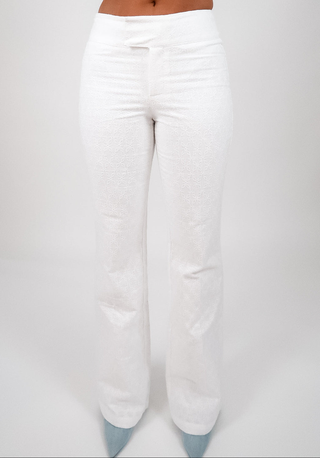 Embroidered Fleur Linen Pants