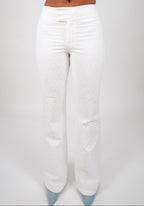 Embroidered Fleur Linen Pants